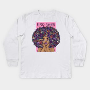 Black Flower Kids Long Sleeve T-Shirt